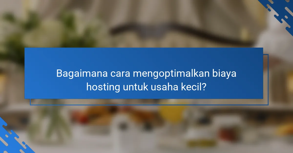 Bagaimana cara mengoptimalkan biaya hosting untuk usaha kecil?